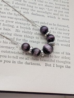 Silver Purple Bead Pendant Necklace